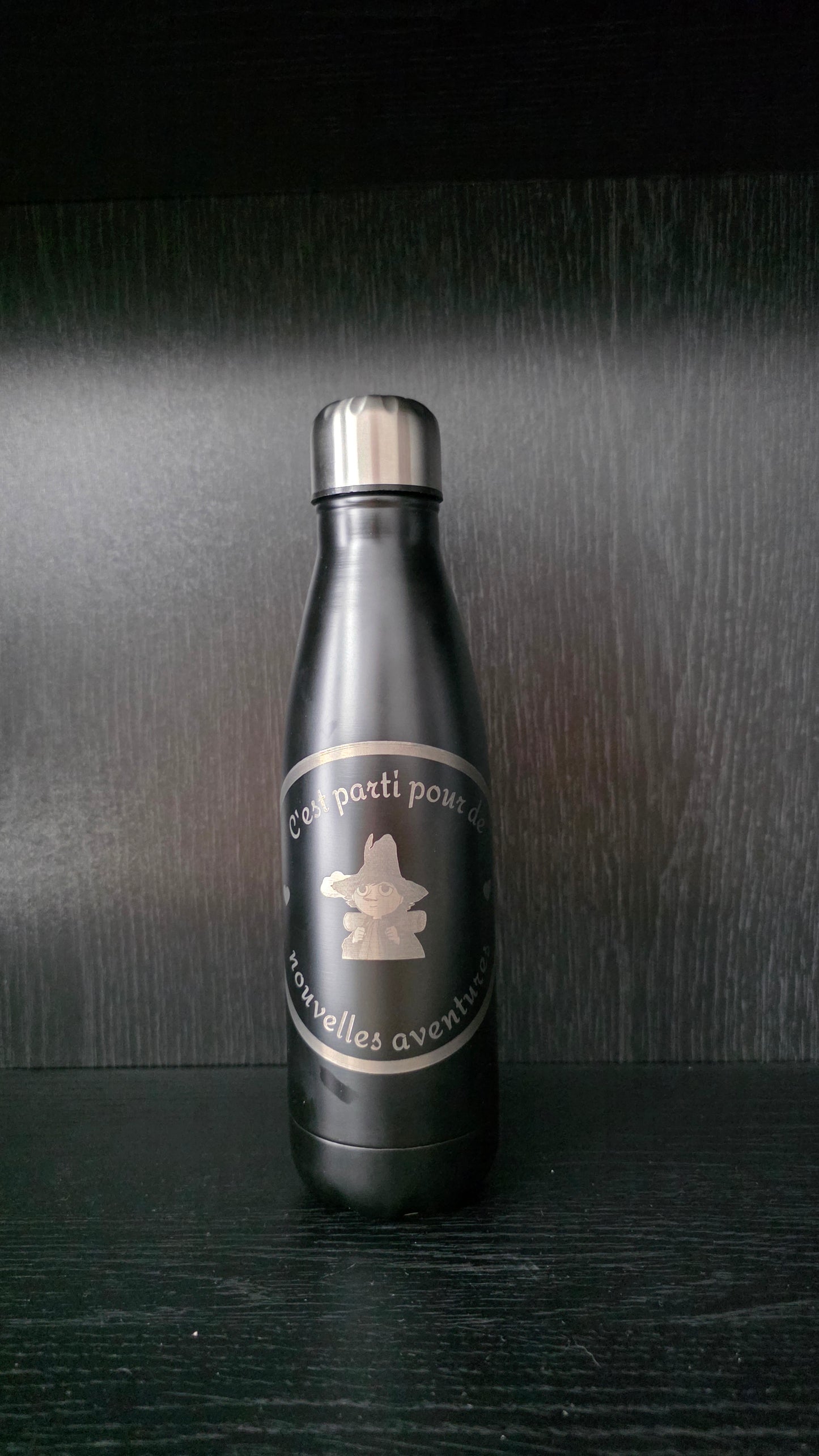 Bouteille isotherme unique, moment gravé, Bouteille en acier inoxydable 500mL